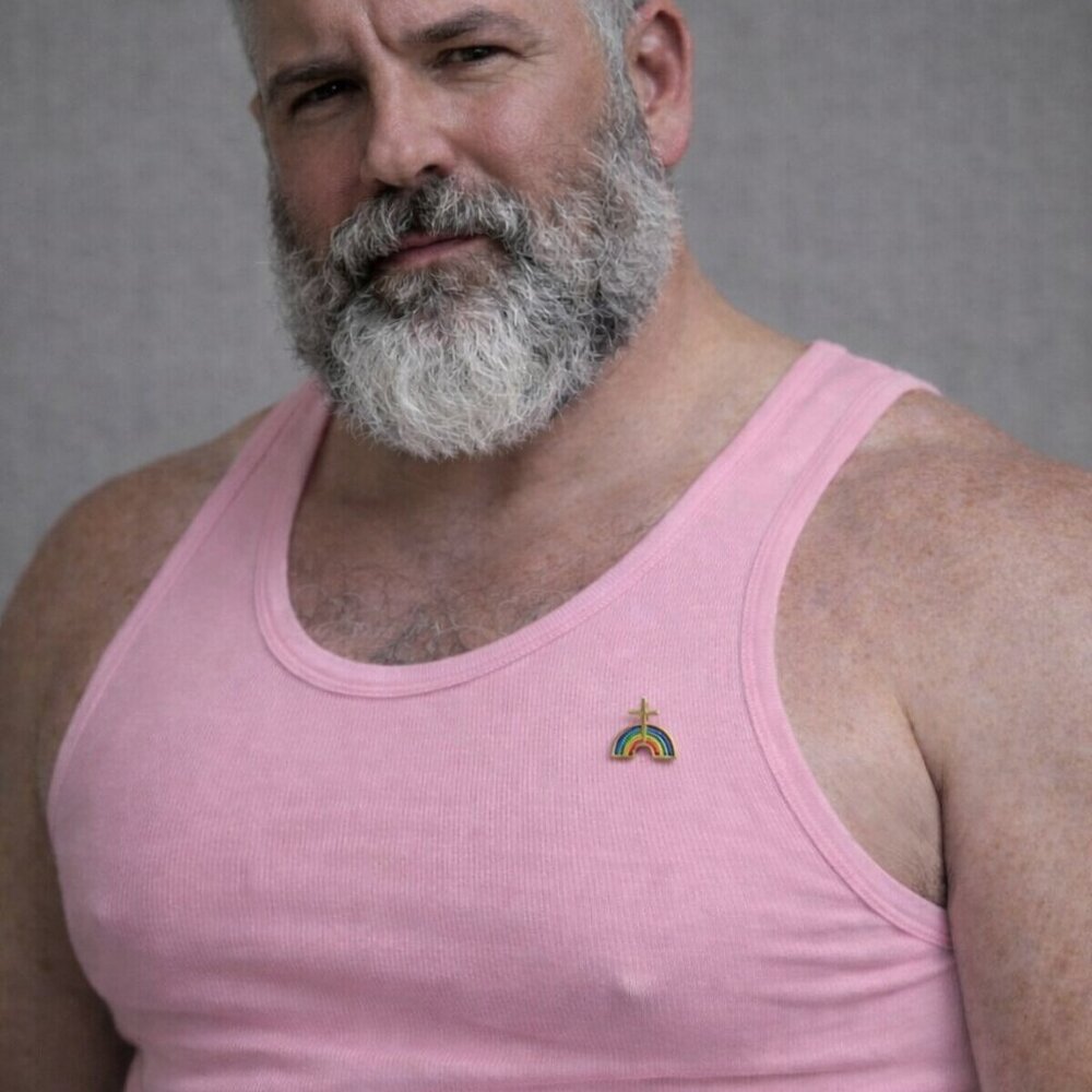 Rainbow Gay Pride Holy Cross Vintage Lapel Pin